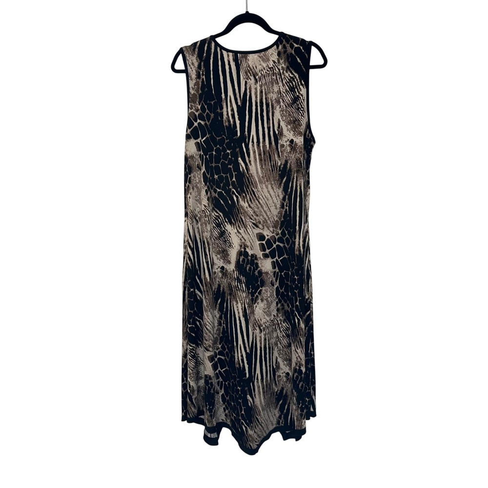 Soft Surroundings Animal Print Sleeveless Maxi Dress Size XL Brown Black Pockets - Picture 2 of 9